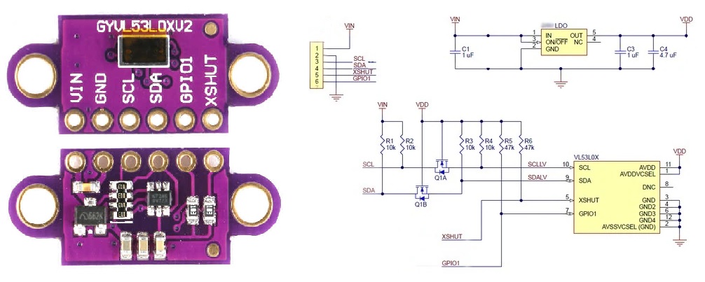 Arduino Sensore di rilevamento distanza a laser TOF VL53L0X GY-VL53L0XV2 I2C per arduino 